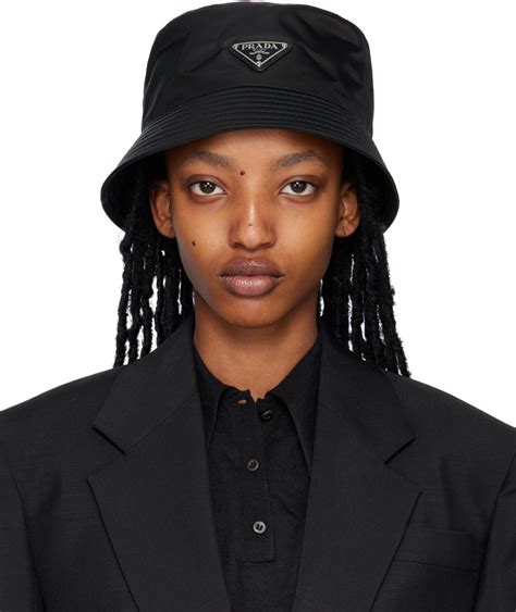 prada black hat|black nylon bucket hat.